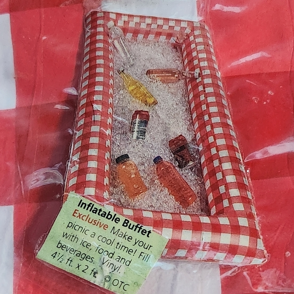 3/$25 Inflatable buffet red and white buffalo check 4.5 ft long NWT